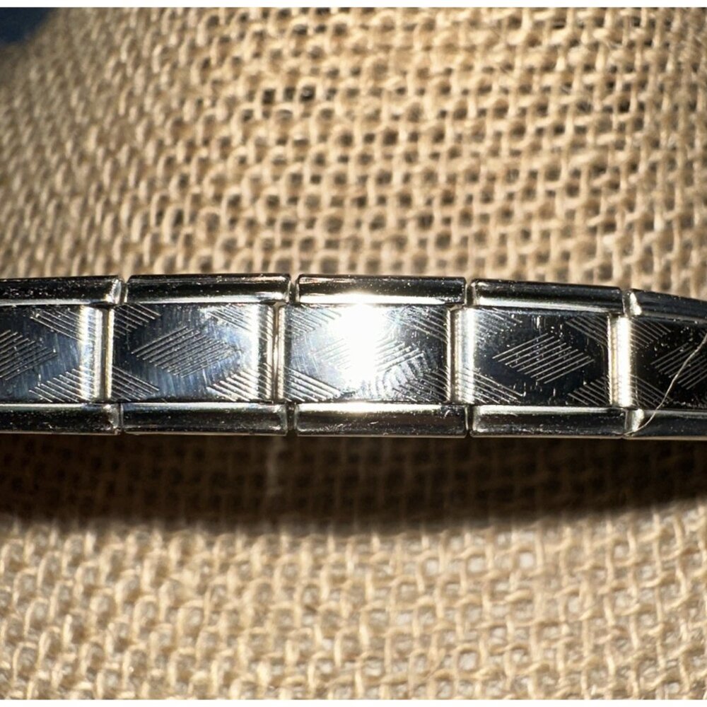 Zoppini  Italian Charm Bracelet Link Stainless Steel Diamond Design 6”